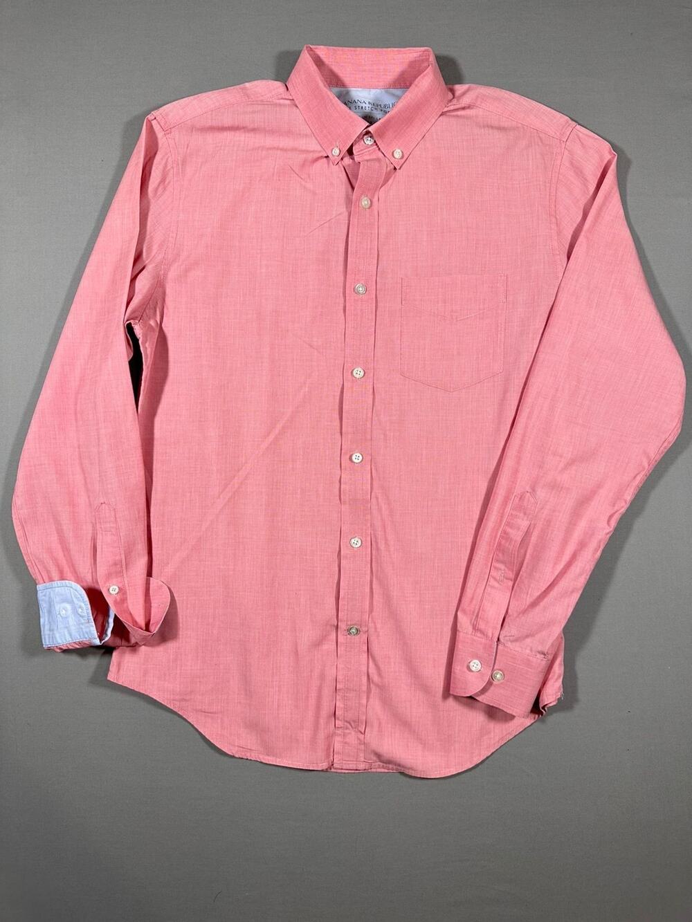 Banana Republic Shirt Mens M Pink Luxe Stretch Poplin Grant Slim Fit